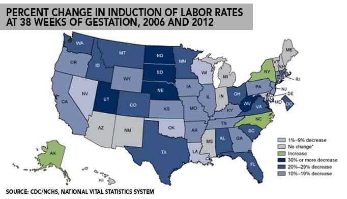 induction of labor rates at 38 weeks of gestation, 2006 and 2012